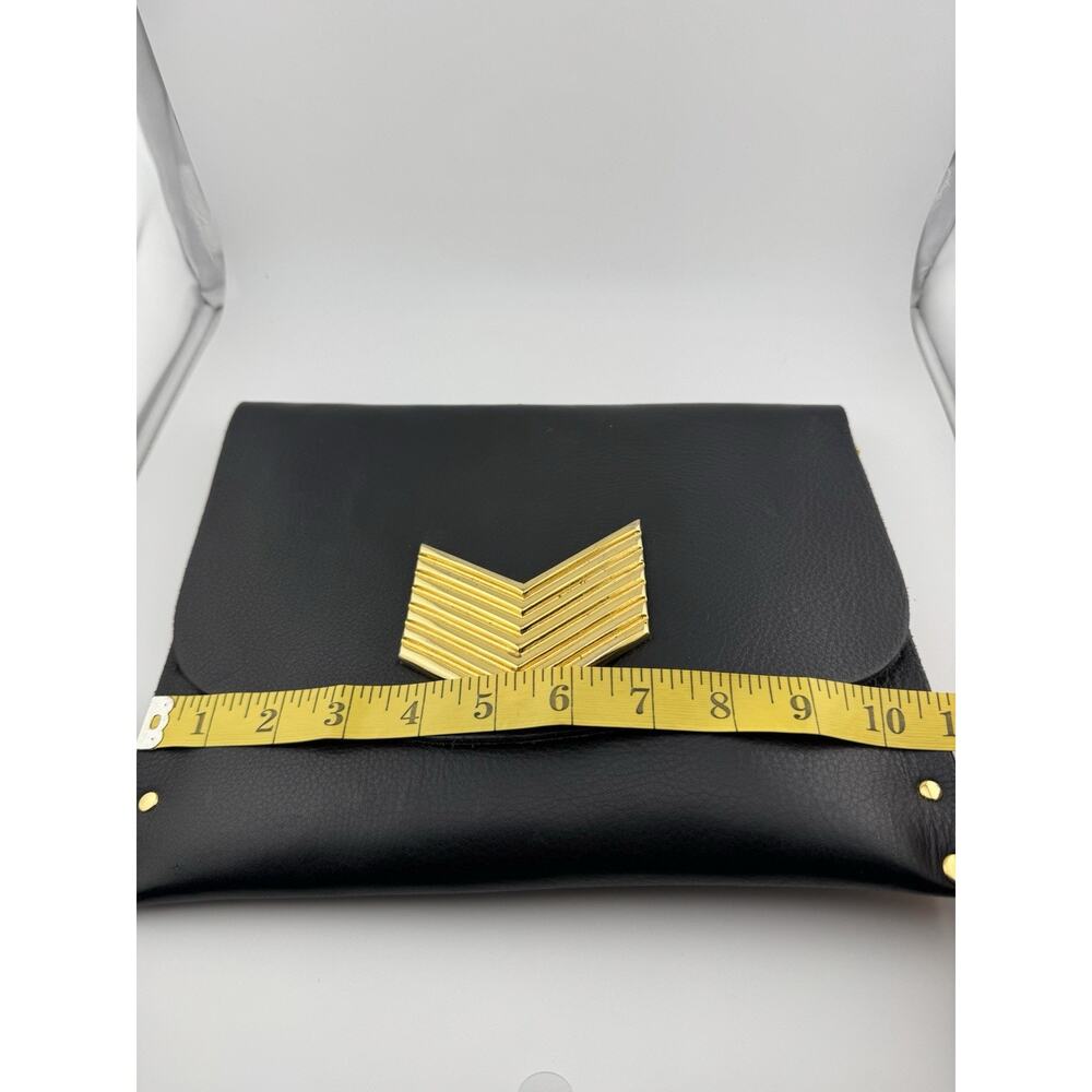 Floyd Black Soft Leather Baguette Clutch Shoulder Bag Mid Century - Picture 6 of 7